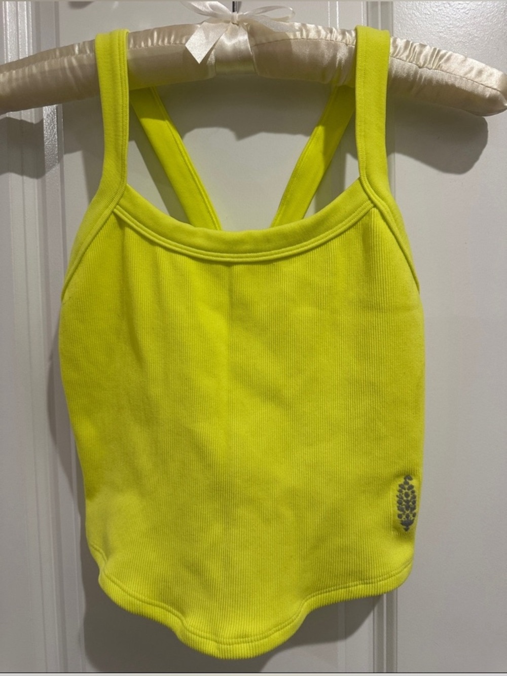 Neon Yellow Ribbed Racerback Tank Top - Women